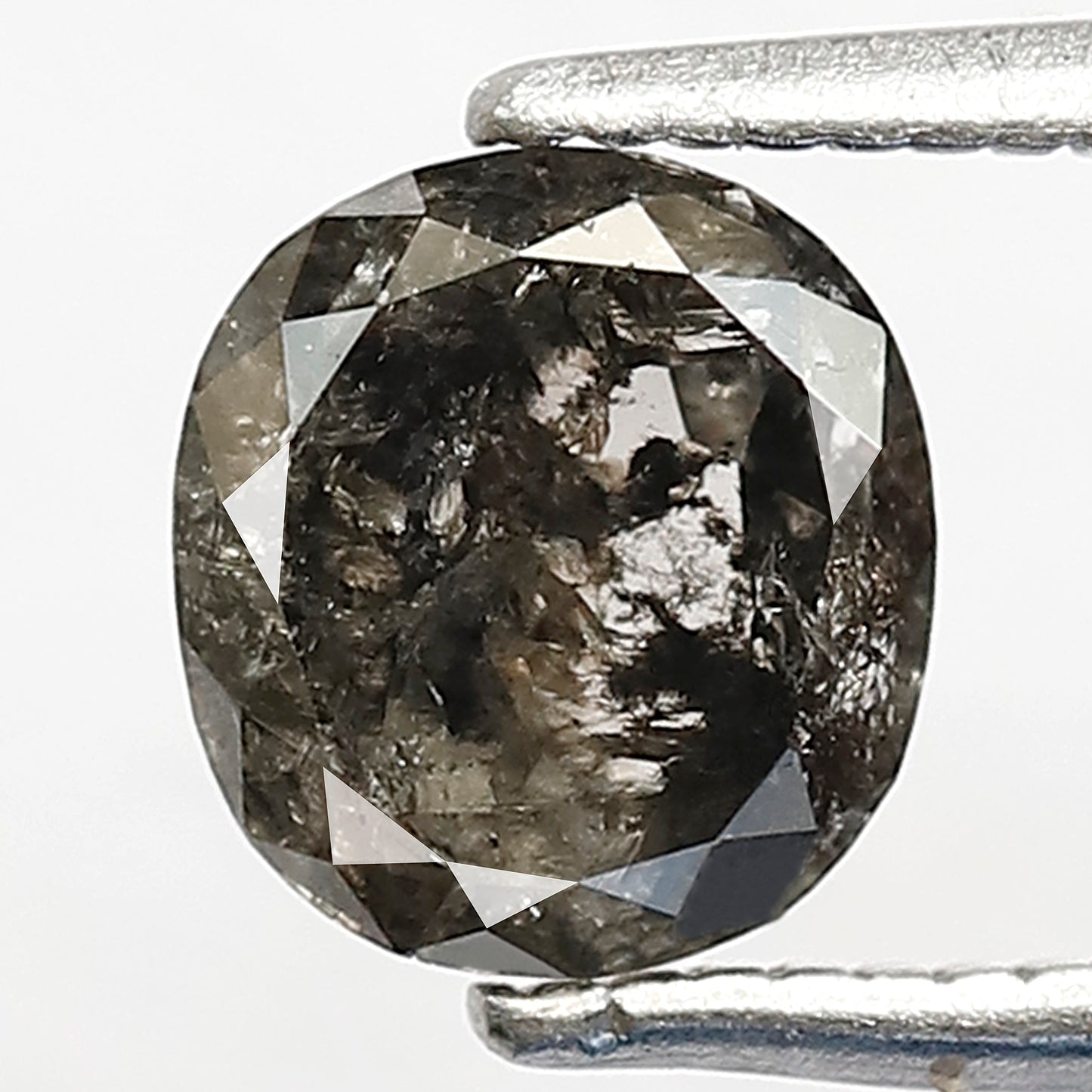 1.06 CT Cushion Cut Salt and Pepper Diamond | 6.40 mm Natural Gray Black Loose Diamond