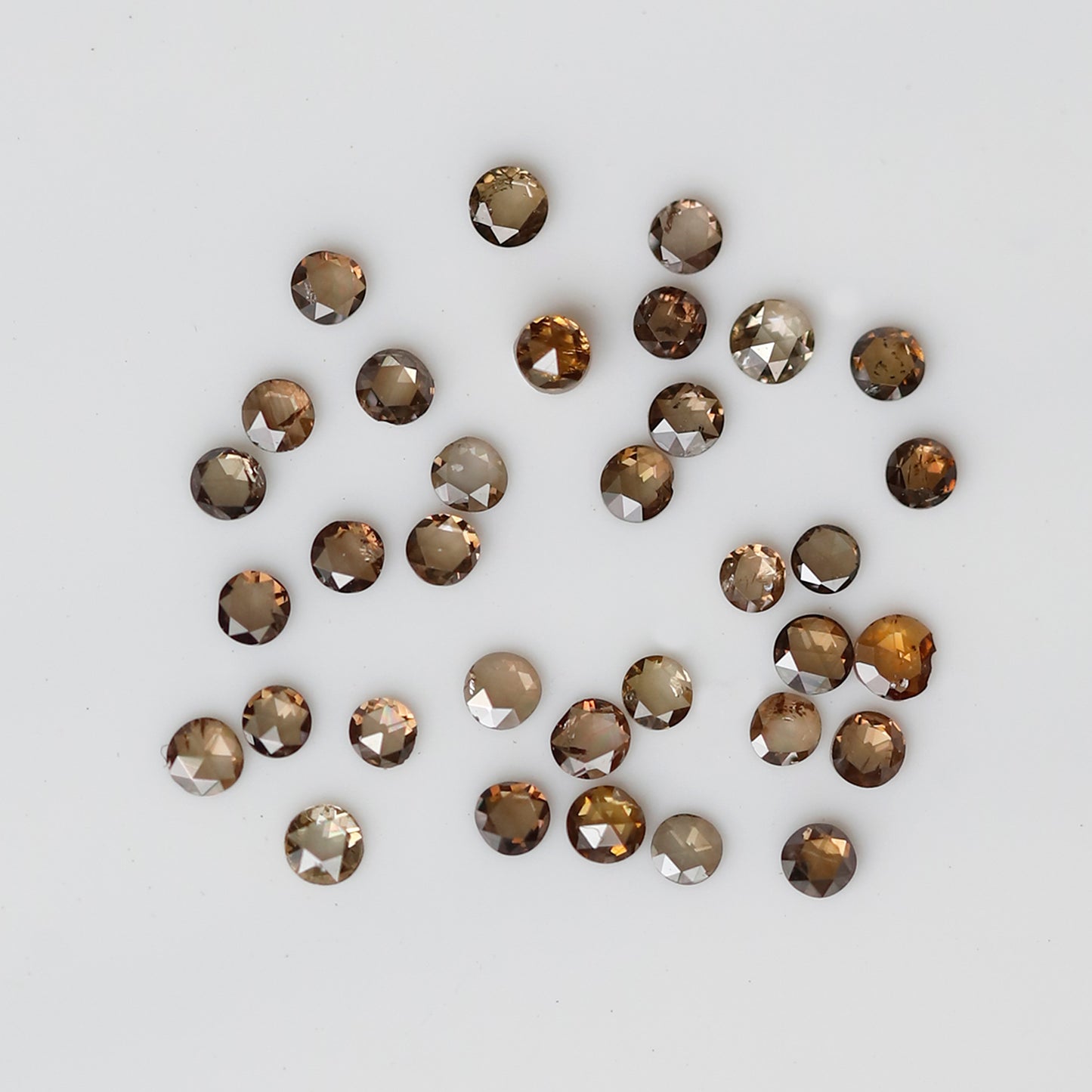 0.63 Ct Round Rose Cut Diamond Lot, 34 Pcs Champagne VS-SI Natural Loose Diamonds for Jewelry