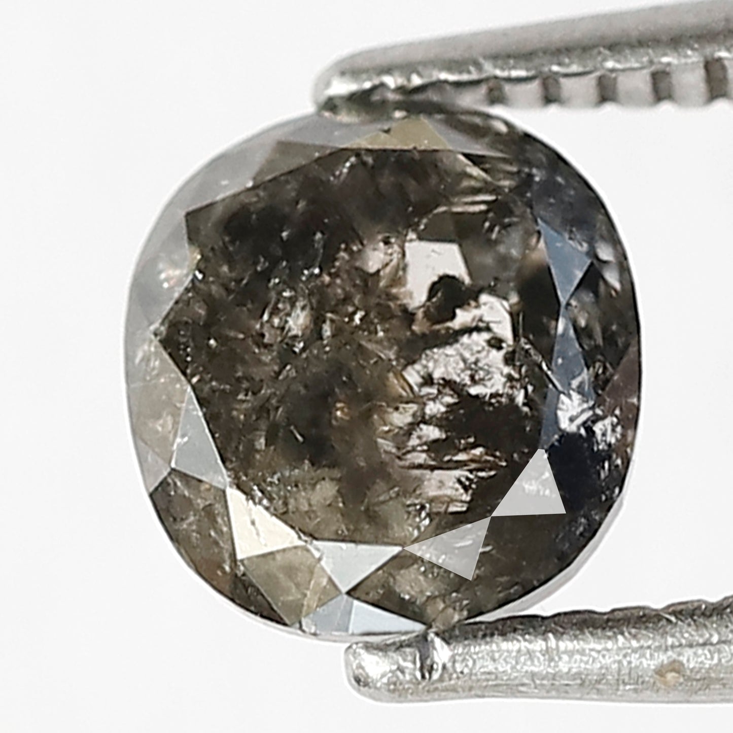 1.06 CT Cushion Cut Salt and Pepper Diamond | 6.40 mm Natural Gray Black Loose Diamond