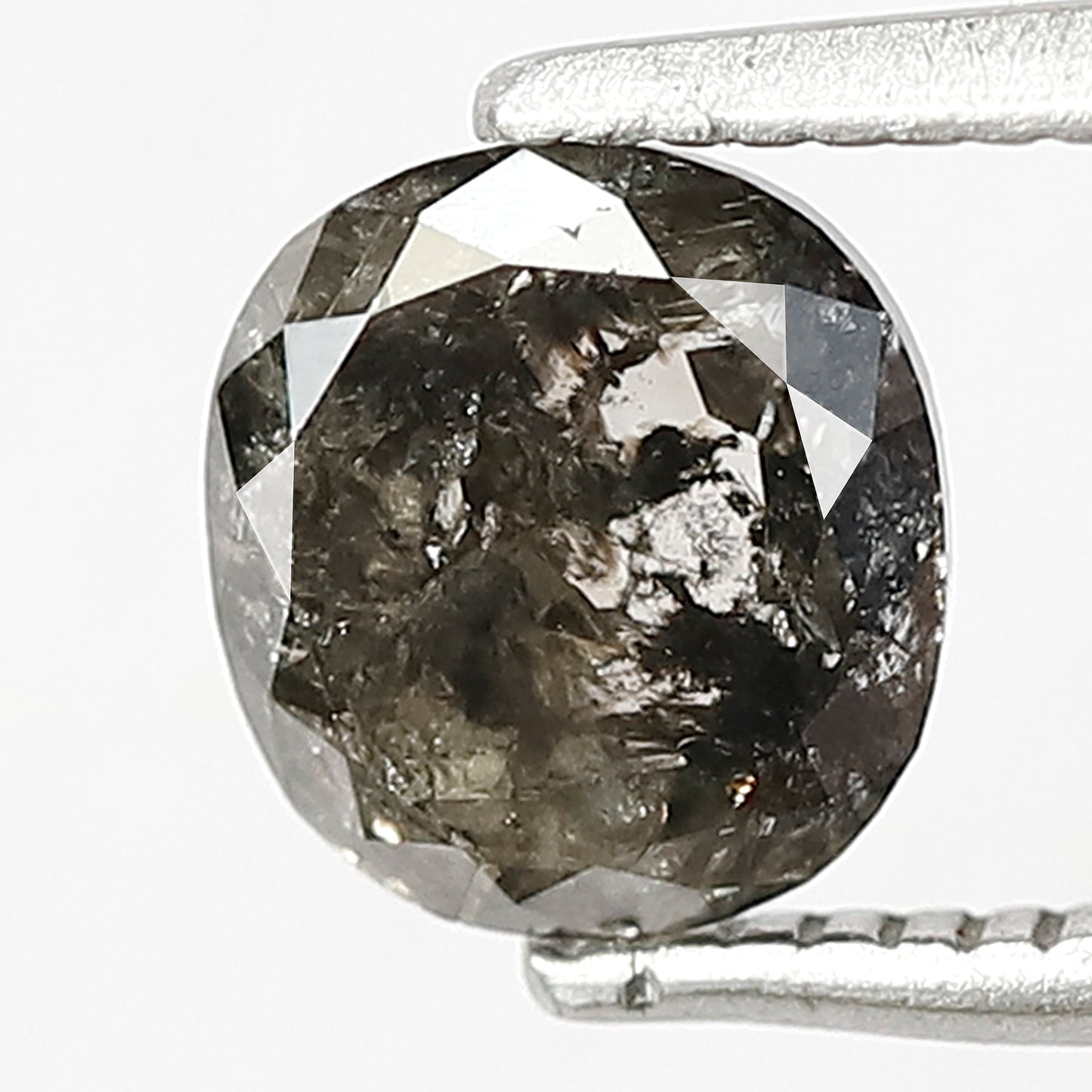 1.06 CT Cushion Cut Salt and Pepper Diamond | 6.40 mm Natural Gray Black Loose Diamond