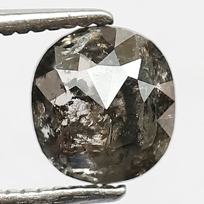 1.06 CT Cushion Cut Salt and Pepper Diamond | 6.40 mm Natural Gray Black Loose Diamond