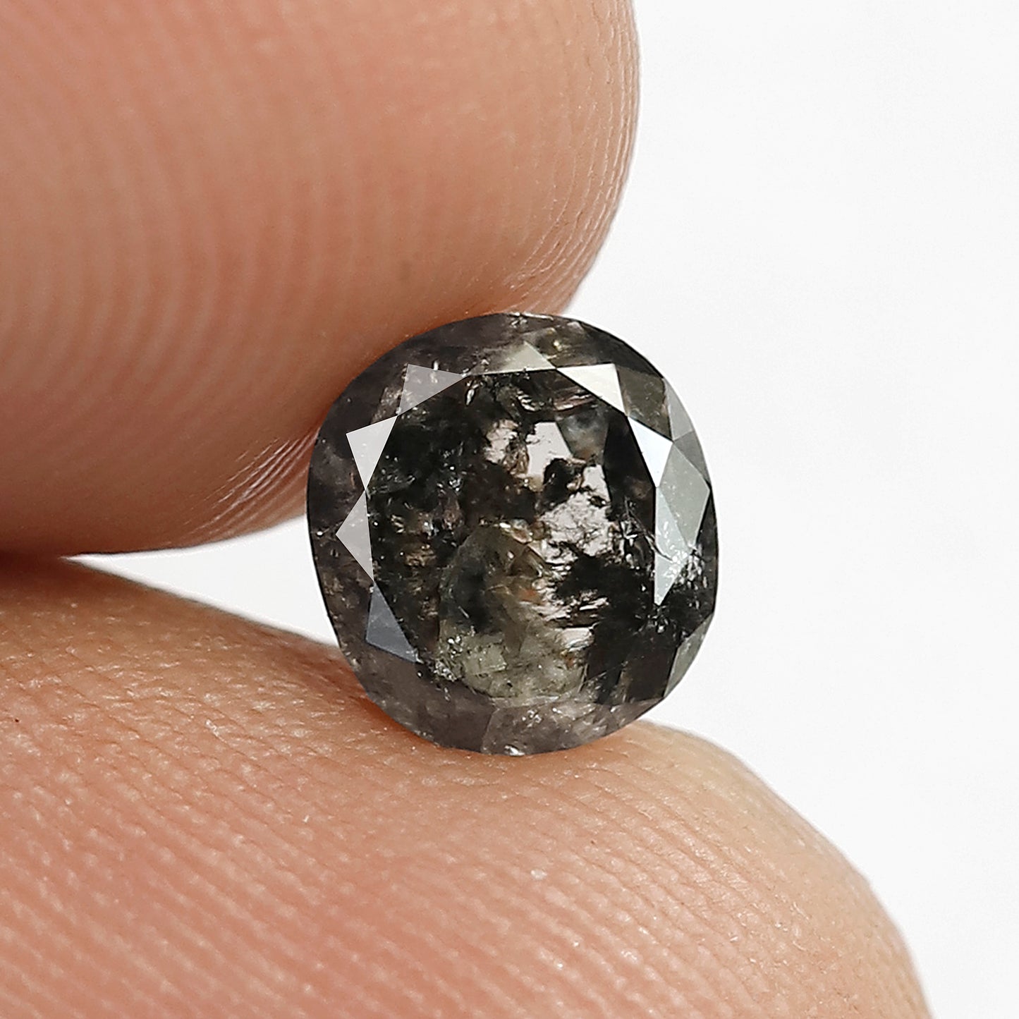 1.06 CT Cushion Cut Salt and Pepper Diamond | 6.40 mm Natural Gray Black Loose Diamond
