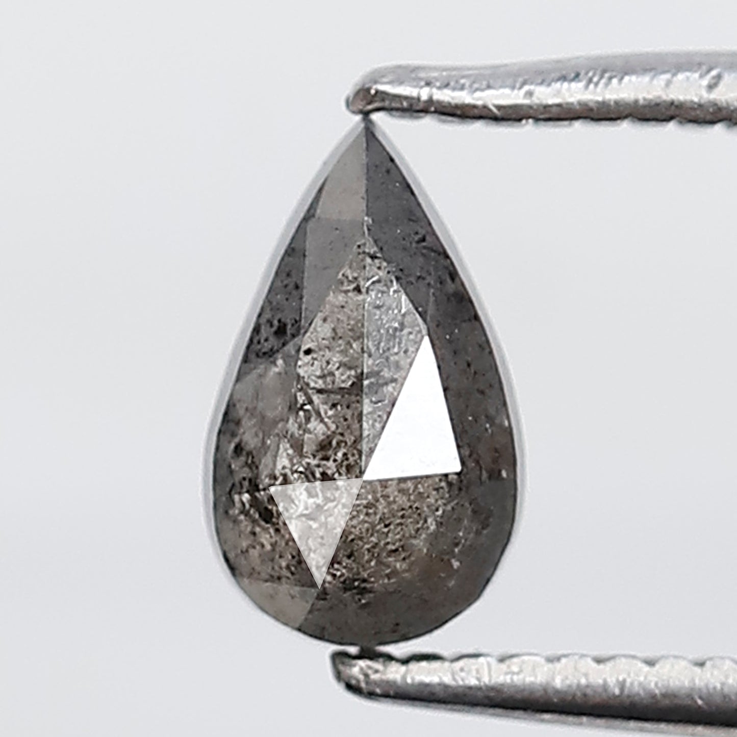 0.58 Ct 7 MM Pear Shape Salt and Pepper Diamond Grey Black Color Natural Loose Diamond