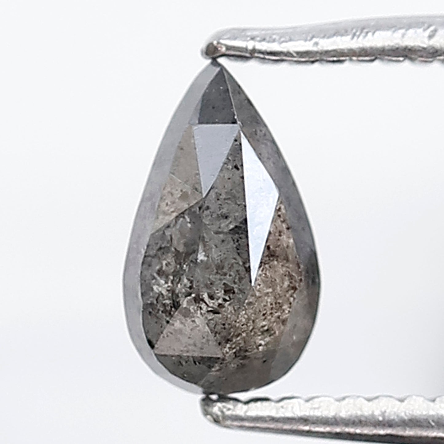 0.58 Ct 7 MM Pear Shape Salt and Pepper Diamond Grey Black Color Natural Loose Diamond