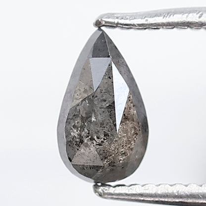0.58 Ct 7 MM Pear Shape Salt and Pepper Diamond Grey Black Color Natural Loose Diamond