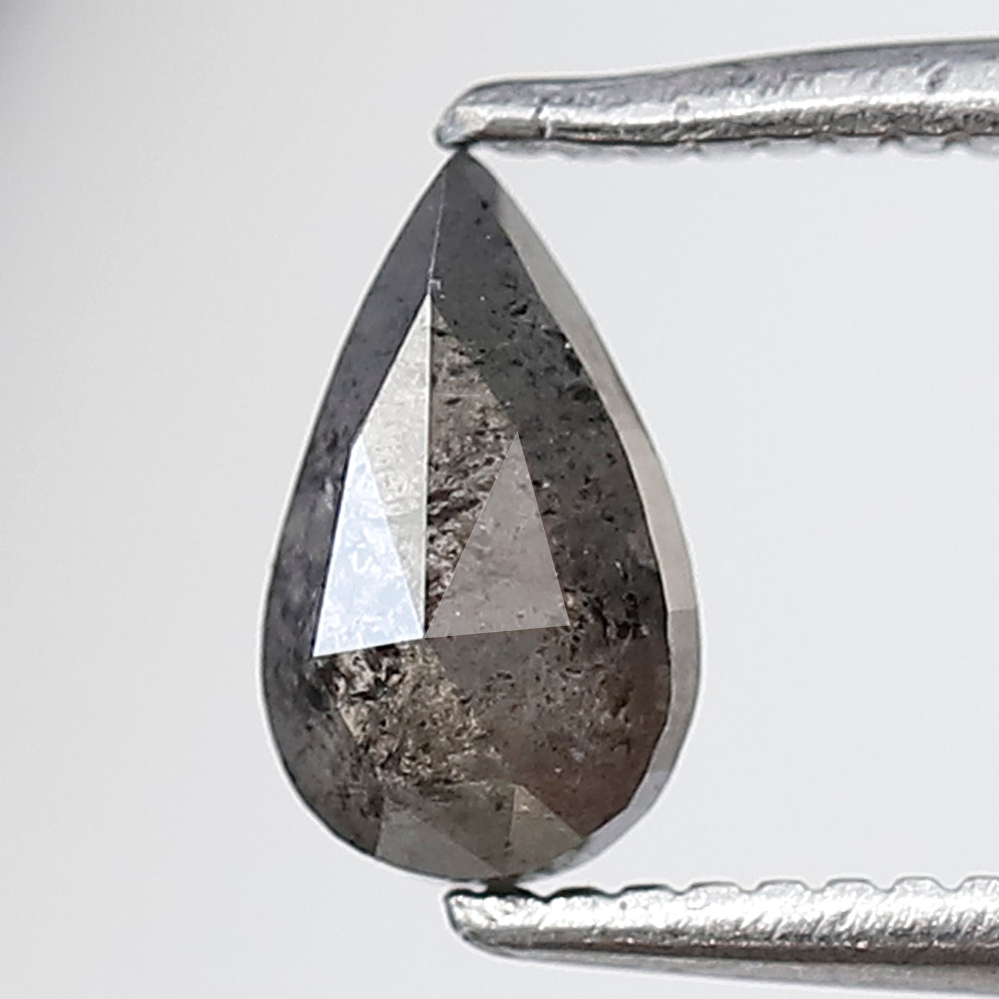 0.58 Ct 7 MM Pear Shape Salt and Pepper Diamond Grey Black Color Natural Loose Diamond