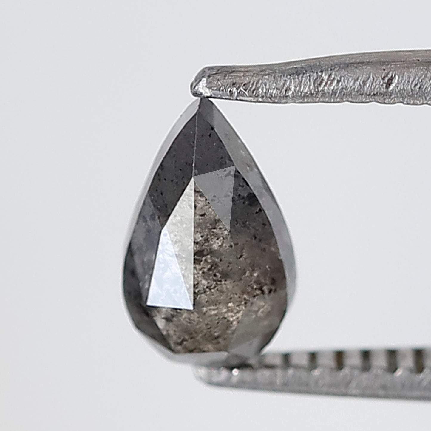 0.58 Ct 7 MM Pear Shape Salt and Pepper Diamond Grey Black Color Natural Loose Diamond