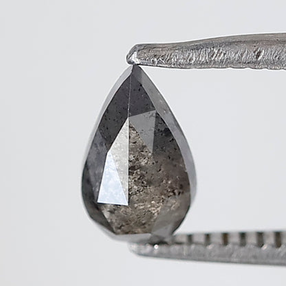 0.58 Ct 7 MM Pear Shape Salt and Pepper Diamond Grey Black Color Natural Loose Diamond