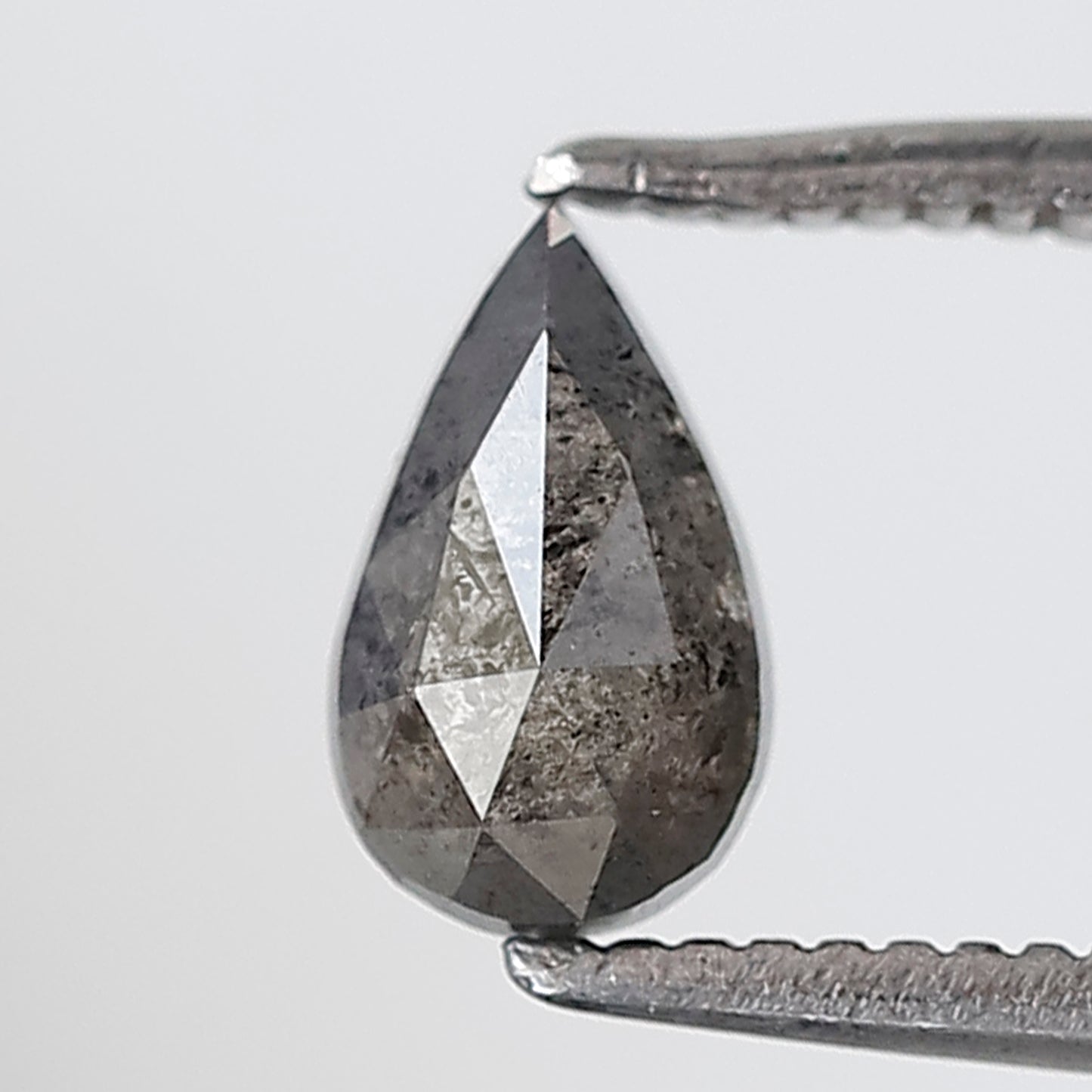 0.58 Ct 7 MM Pear Shape Salt and Pepper Diamond Grey Black Color Natural Loose Diamond