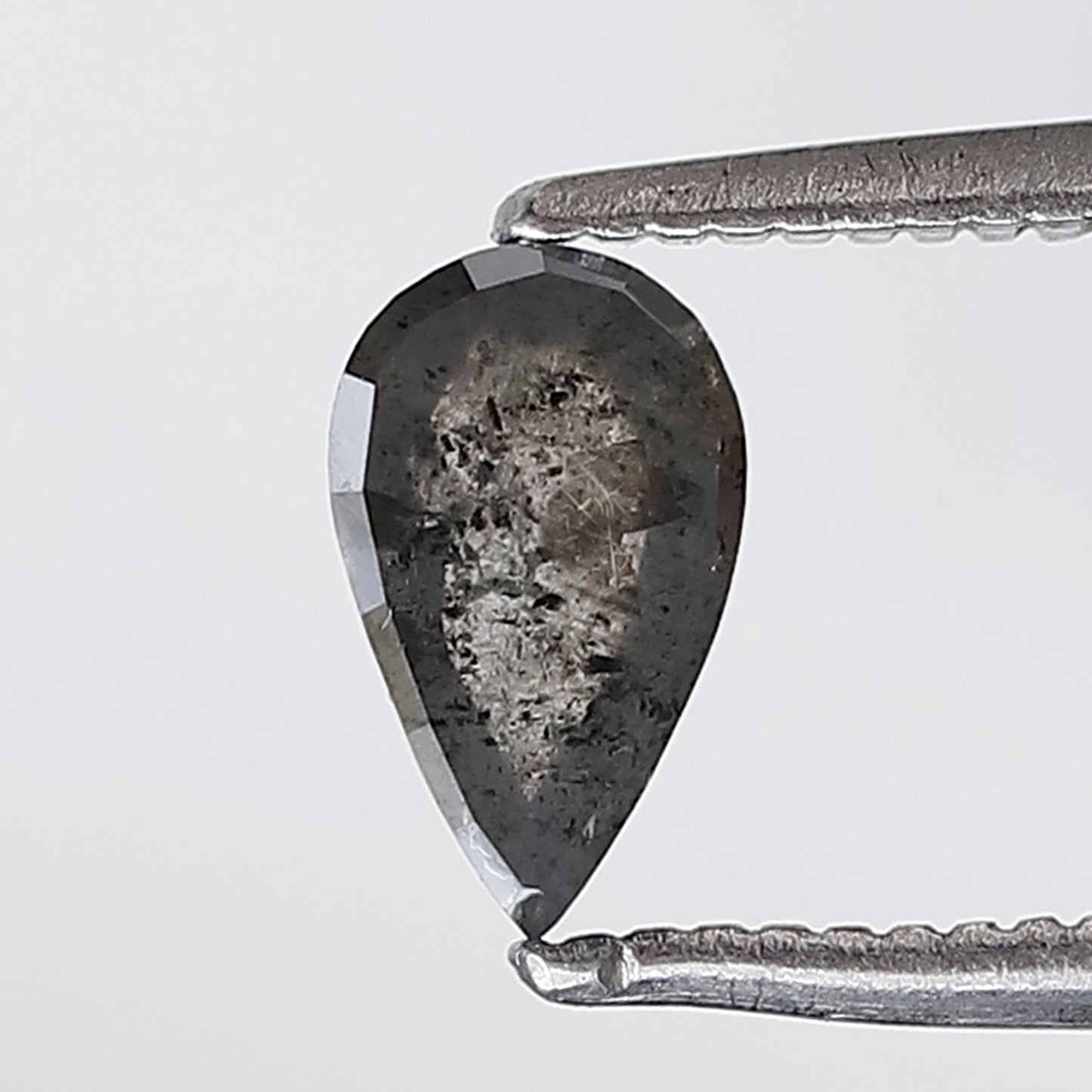 0.58 Ct 7 MM Pear Shape Salt and Pepper Diamond Grey Black Color Natural Loose Diamond