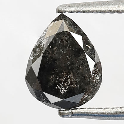1.02 CT Pear shape Natural loose Grey Black 7.50 MM salt and pepper Diamond