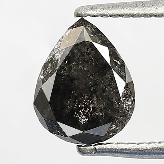 1.02 CT Pear shape Natural loose Grey Black 7.50 MM salt and pepper Diamond