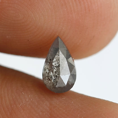 0.58 Ct 7 MM Pear Shape Salt and Pepper Diamond Grey Black Color Natural Loose Diamond