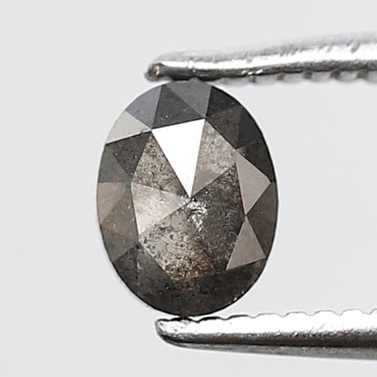 0.52 Ct Oval Shape Salt and Pepper Diamond 5 MM Grey Black Color Natural Loose Diamond