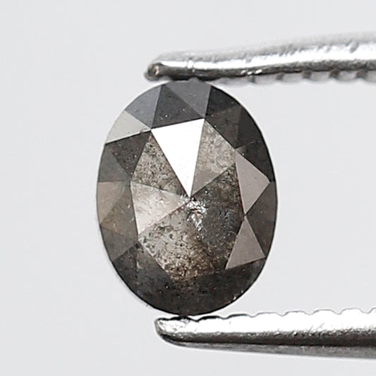 0.52 Ct Oval Shape Salt and Pepper Diamond 5 MM Grey Black Color Natural Loose Diamond