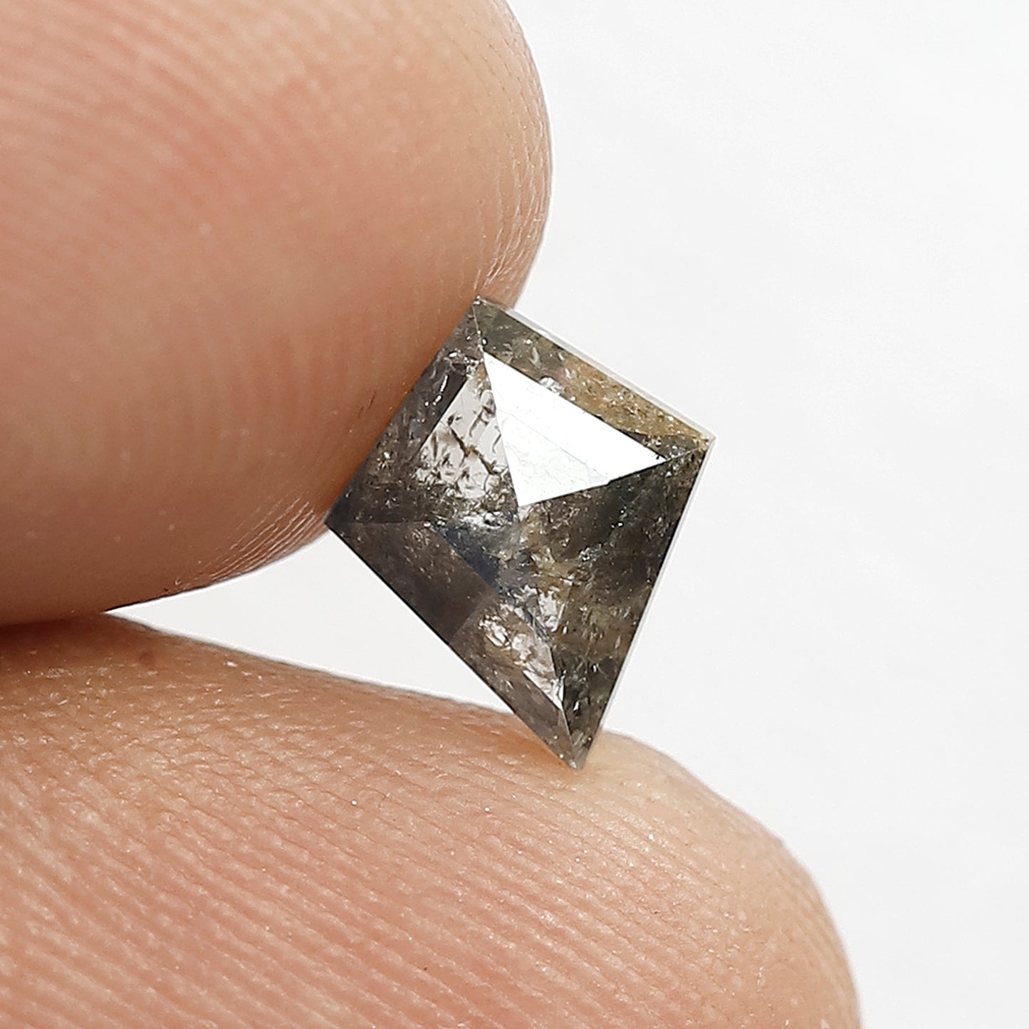 0.98 CT Kite shape Natural loose Grey Black color 8.60 MM salt and pepper Diamond
