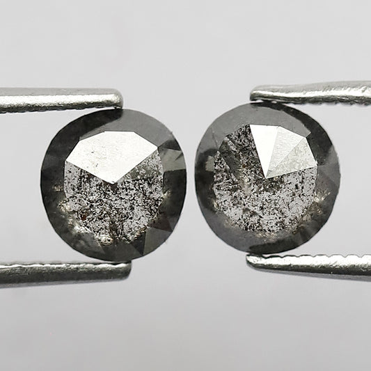 1.61 CT Twin Pair Of Natural Grayish Black Oval Shape Salt and Pepper Diamond Perfect For Making Bridal Pair Of Earring