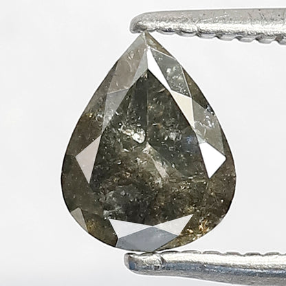 0.95 CT Pear shape Natural loose 6.90 MM Grey Black Color salt and pepper Diamond