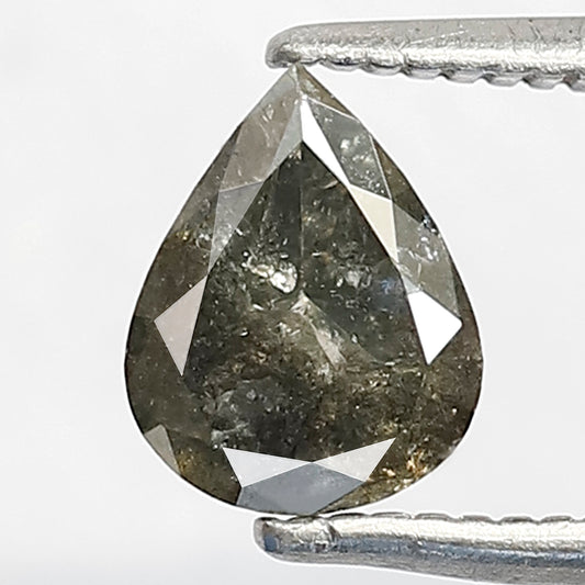 0.95 CT Pear shape Natural loose 6.90 MM Grey Black Color salt and pepper Diamond