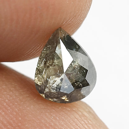 0.95 CT Pear shape Natural loose 6.90 MM Grey Black Color salt and pepper Diamond