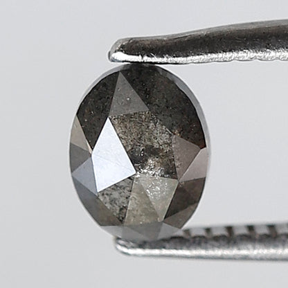 0.52 Ct Oval Shape Salt and Pepper Diamond 5 MM Grey Black Color Natural Loose Diamond