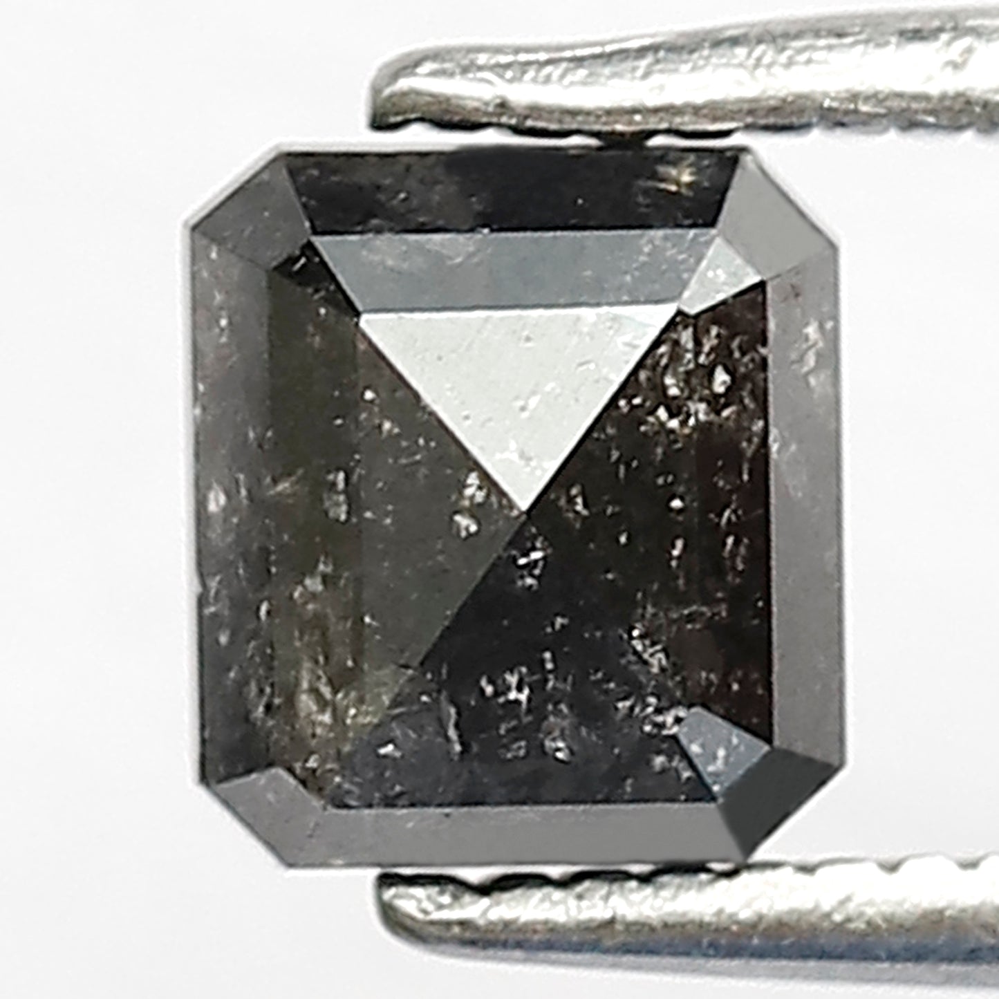 1.17 CT Emerald Shape Natural loose 5.70 MM Grey Black color Salt and Pepper Diamond