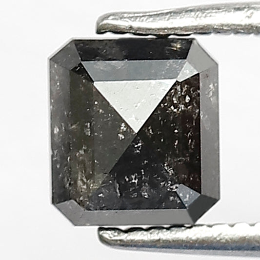 1.17 CT Emerald Shape Natural loose 5.70 MM Grey Black color Salt and Pepper Diamond