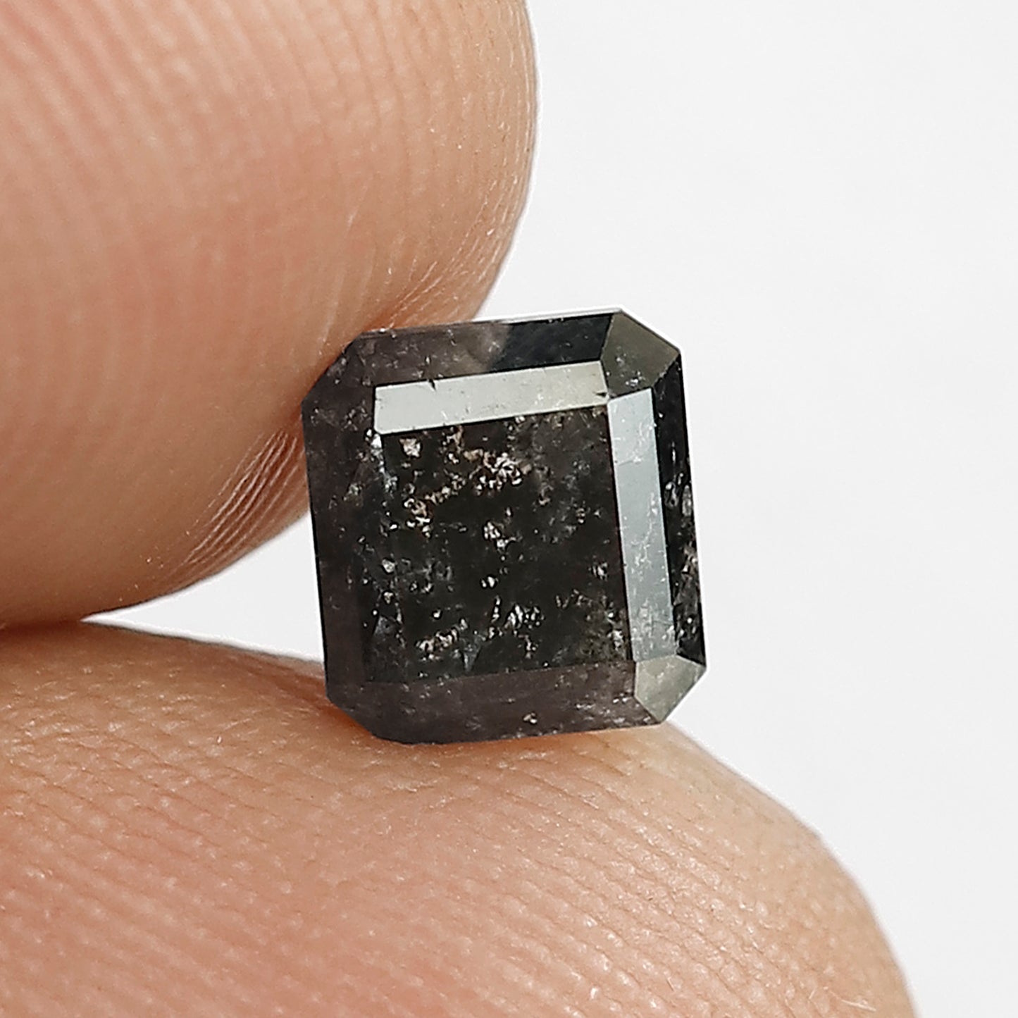 1.17 CT Emerald Shape Natural loose 5.70 MM Grey Black color Salt and Pepper Diamond