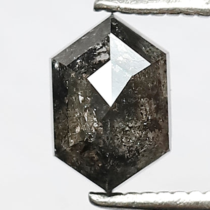 1.12 CT Hexagon shape Grey Black color 7.30 MM Natural Loose Salt and pepper Diamond