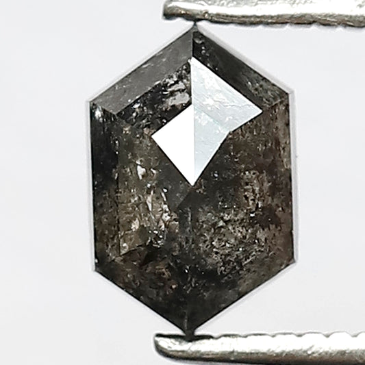 1.12 CT Hexagon shape Grey Black color 7.30 MM Natural Loose Salt and pepper Diamond