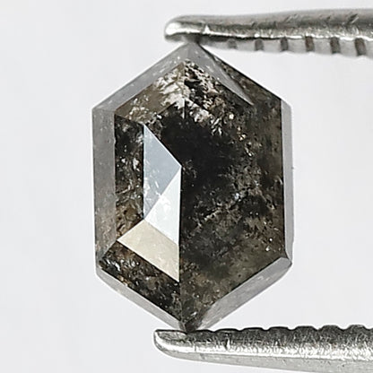1.12 CT Hexagon shape Grey Black color 7.30 MM Natural Loose Salt and pepper Diamond