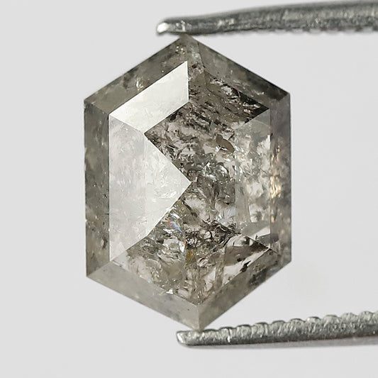 3.61 CT Long Hexagon Shape Natural Grayish Black Loose Salt and Pepper Diamond Ideal For Making Prong Setting Ring