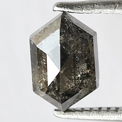 1.12 CT Hexagon shape Grey Black color 7.30 MM Natural Loose Salt and pepper Diamond