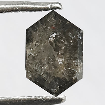 1.12 CT Hexagon shape Grey Black color 7.30 MM Natural Loose Salt and pepper Diamond