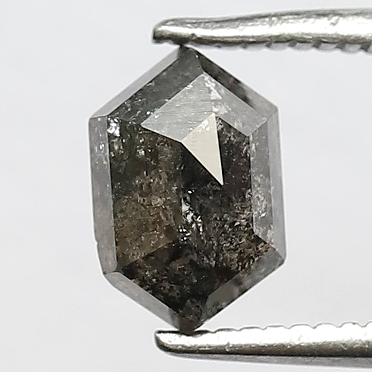 1.12 CT Hexagon shape Grey Black color 7.30 MM Natural Loose Salt and pepper Diamond