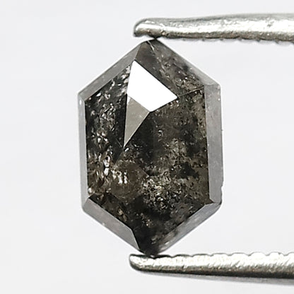 1.12 CT Hexagon shape Grey Black color 7.30 MM Natural Loose Salt and pepper Diamond