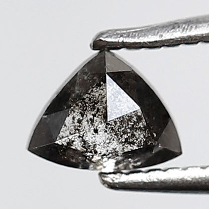 0.37 Ct Triangle Shape Salt and Pepper Diamond 4 MM Gray Black Color Natural Loose Diamond