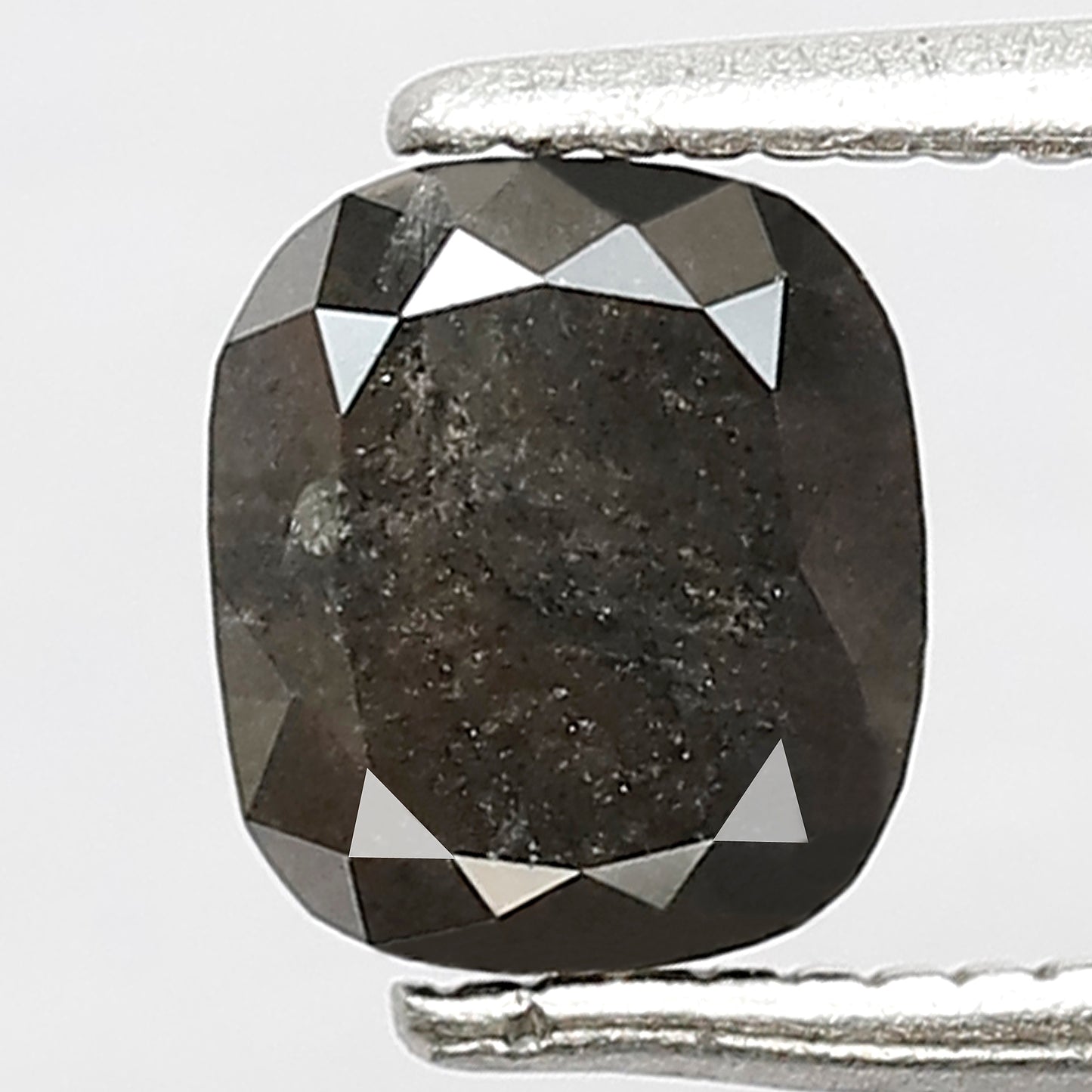 1.11 CT Cushion Salt and Pepper Diamond | Natural Gray Black Rustic Loose Diamond 6.10 mm