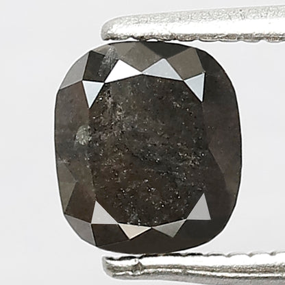 1.11 CT Cushion Salt and Pepper Diamond | Natural Gray Black Rustic Loose Diamond 6.10 mm