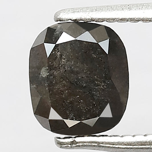 1.11 CT Cushion Salt and Pepper Diamond | Natural Gray Black Rustic Loose Diamond 6.10 mm