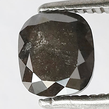 1.11 CT Cushion Salt and Pepper Diamond | Natural Gray Black Rustic Loose Diamond 6.10 mm