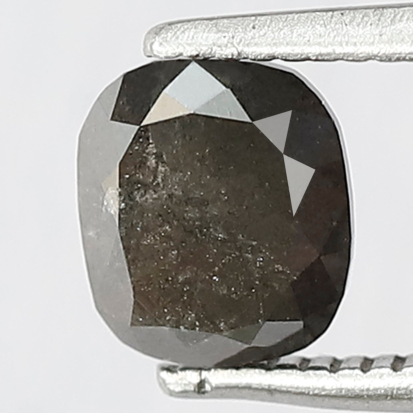 1.11 CT Cushion Salt and Pepper Diamond | Natural Gray Black Rustic Loose Diamond 6.10 mm