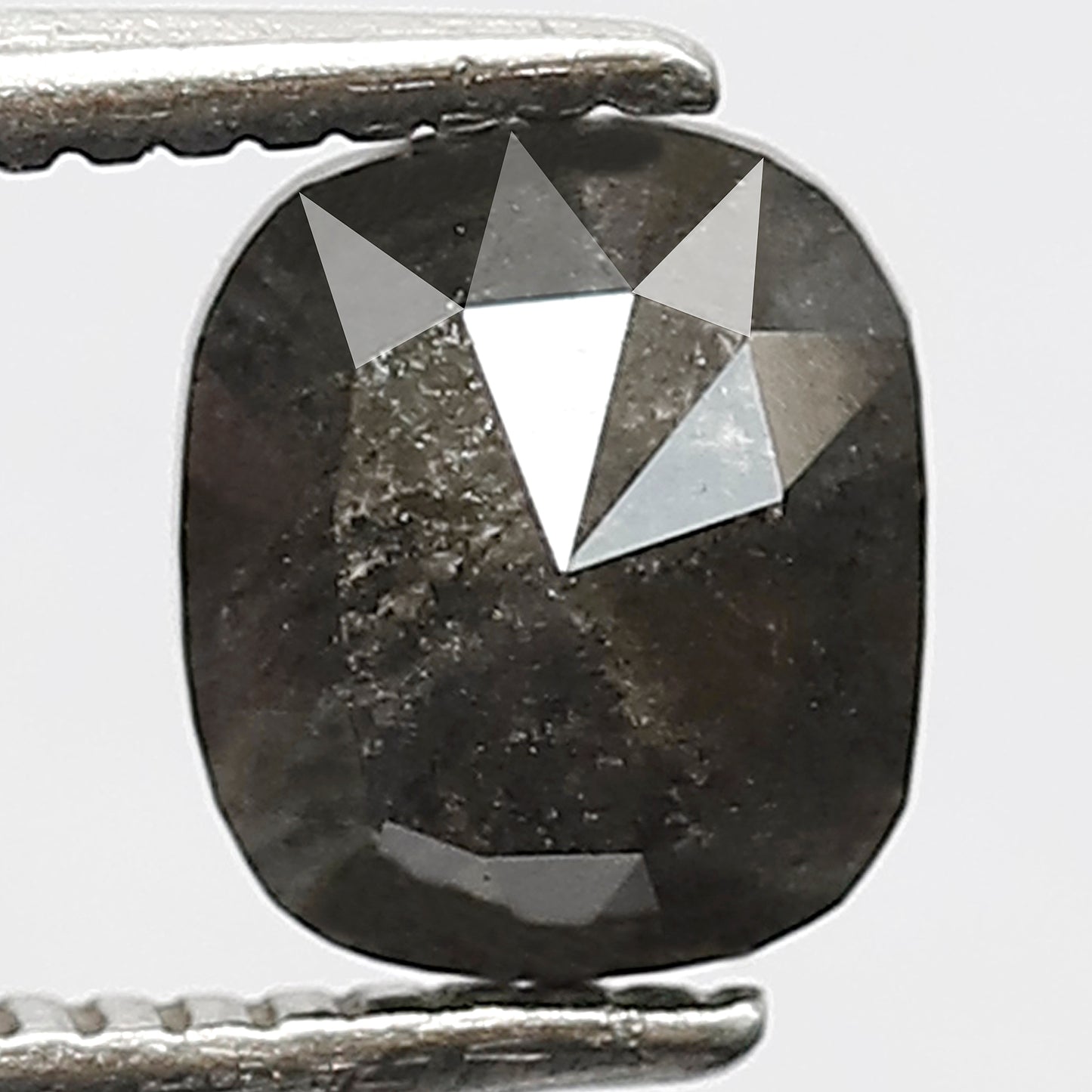 1.11 CT Cushion Salt and Pepper Diamond | Natural Gray Black Rustic Loose Diamond 6.10 mm