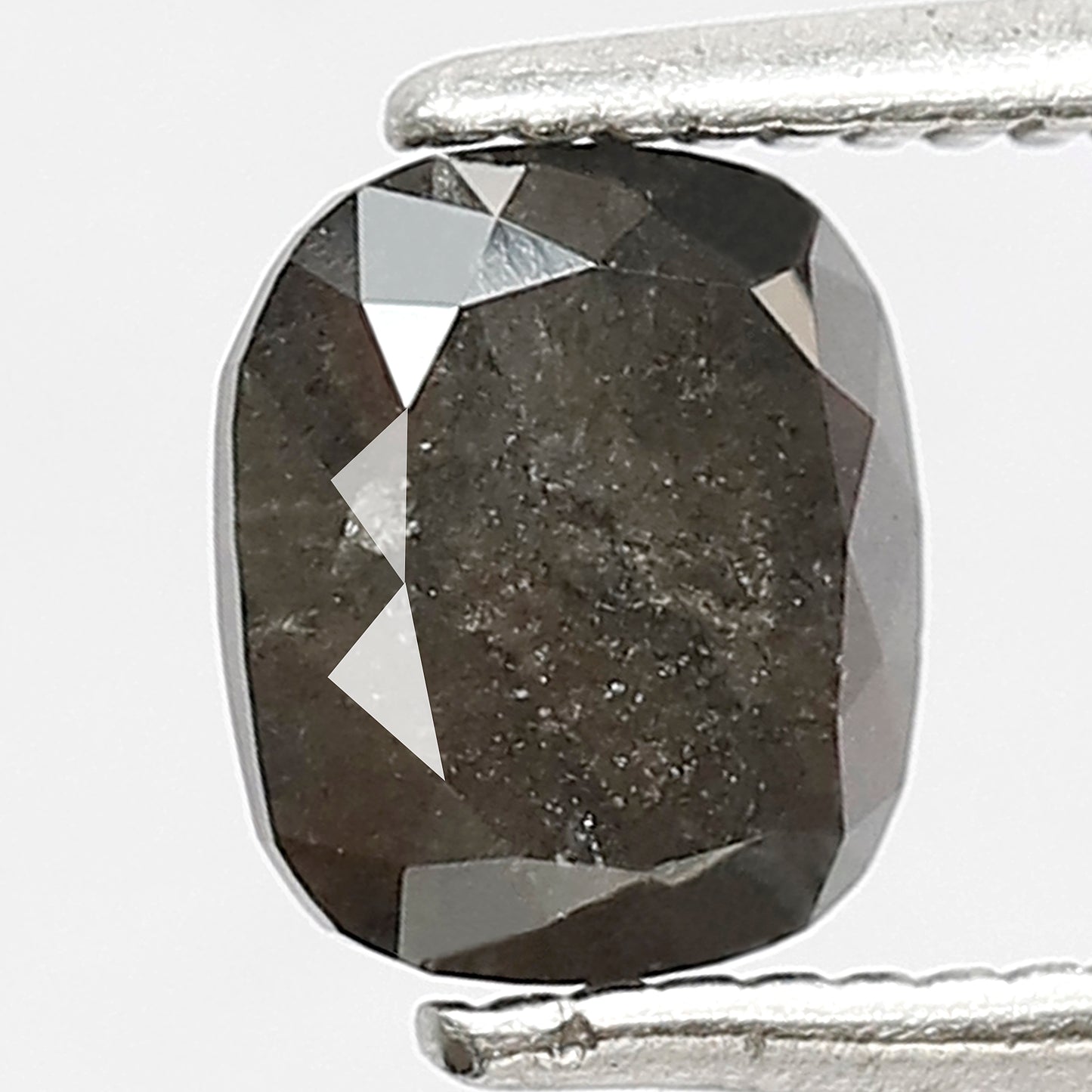 1.11 CT Cushion Salt and Pepper Diamond | Natural Gray Black Rustic Loose Diamond 6.10 mm