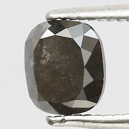 1.11 CT Cushion Salt and Pepper Diamond | Natural Gray Black Rustic Loose Diamond 6.10 mm