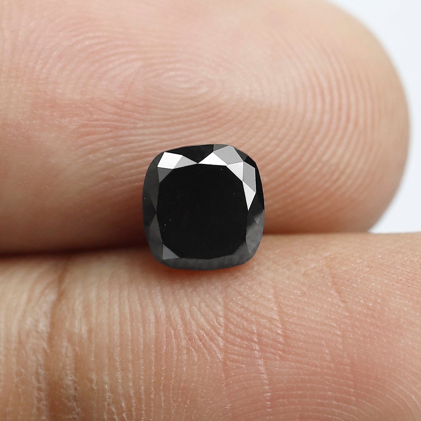 1.22 CT 6 MM Cushion Shape Loose Diamond Heated Black color Diamond For Wedding Ring