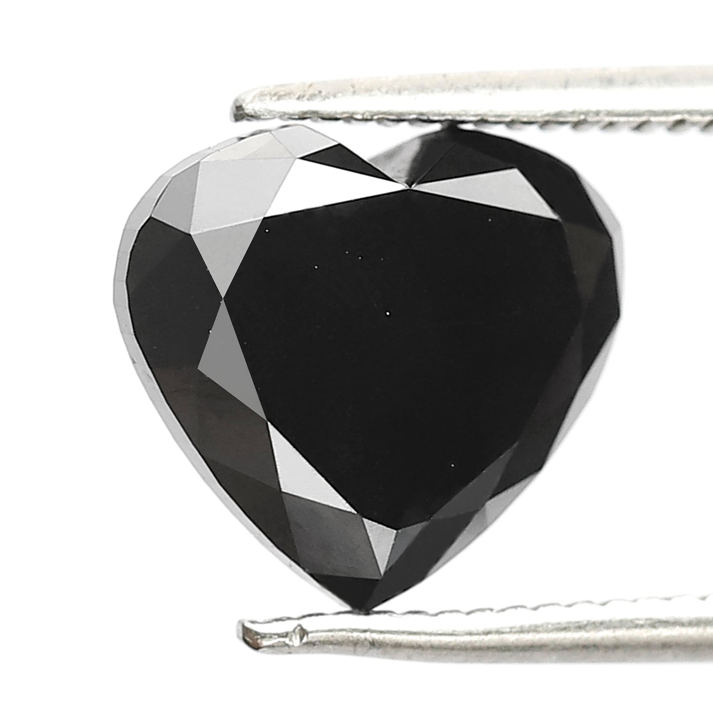 3.67 CT Heart Shape Diamond 9 mm Heated Jet Black Color Loose Diamond For Engagement Ring