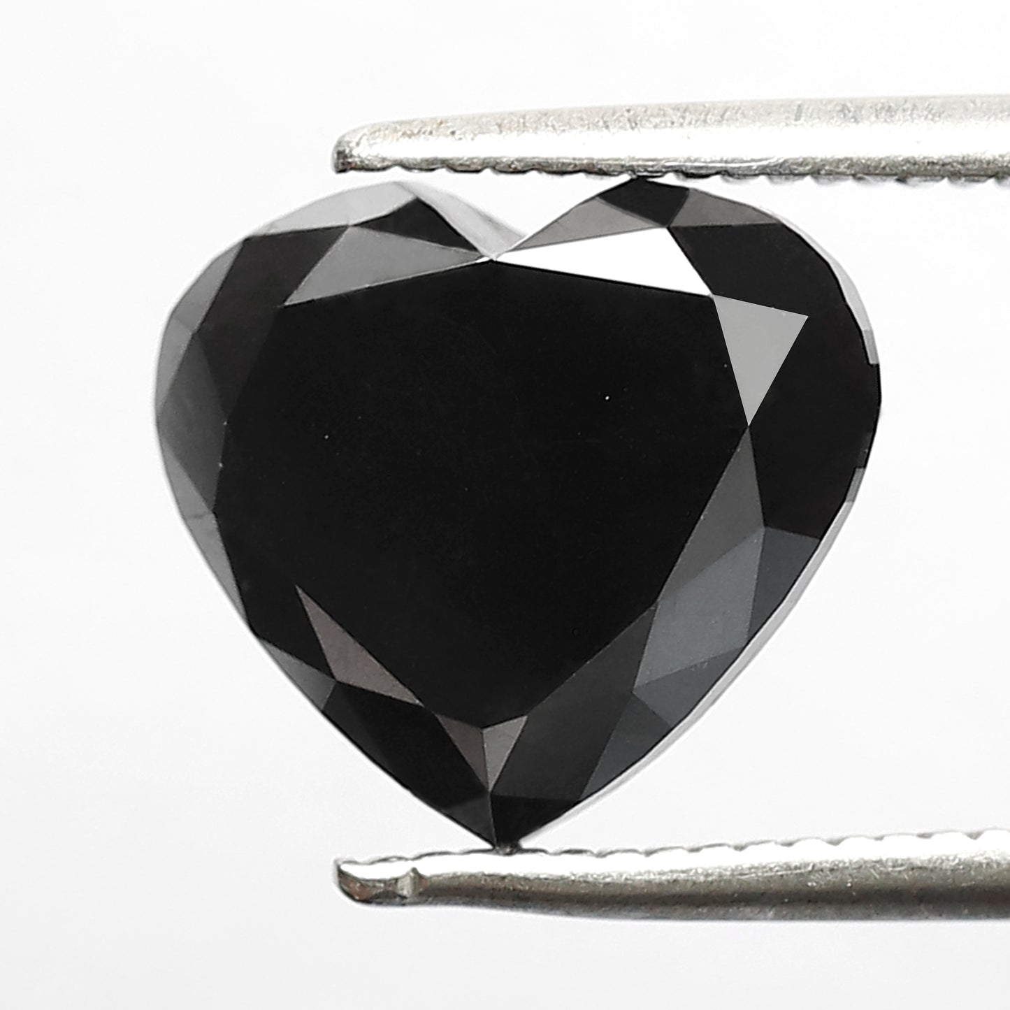 3.67 CT Heart Shape Diamond 9 mm Heated Jet Black Color Loose Diamond For Engagement Ring