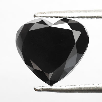 3.67 CT Heart Shape Diamond 9 mm Heated Jet Black Color Loose Diamond For Engagement Ring