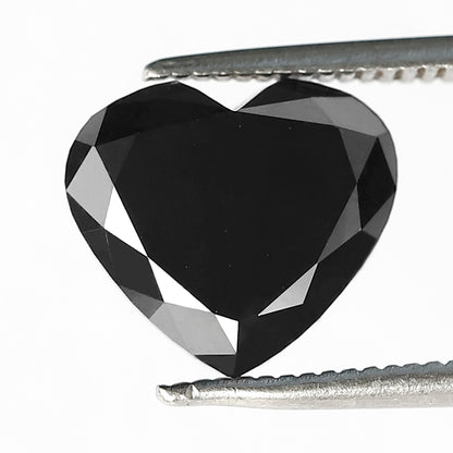3.67 CT Heart Shape Diamond 9 mm Heated Jet Black Color Loose Diamond For Engagement Ring